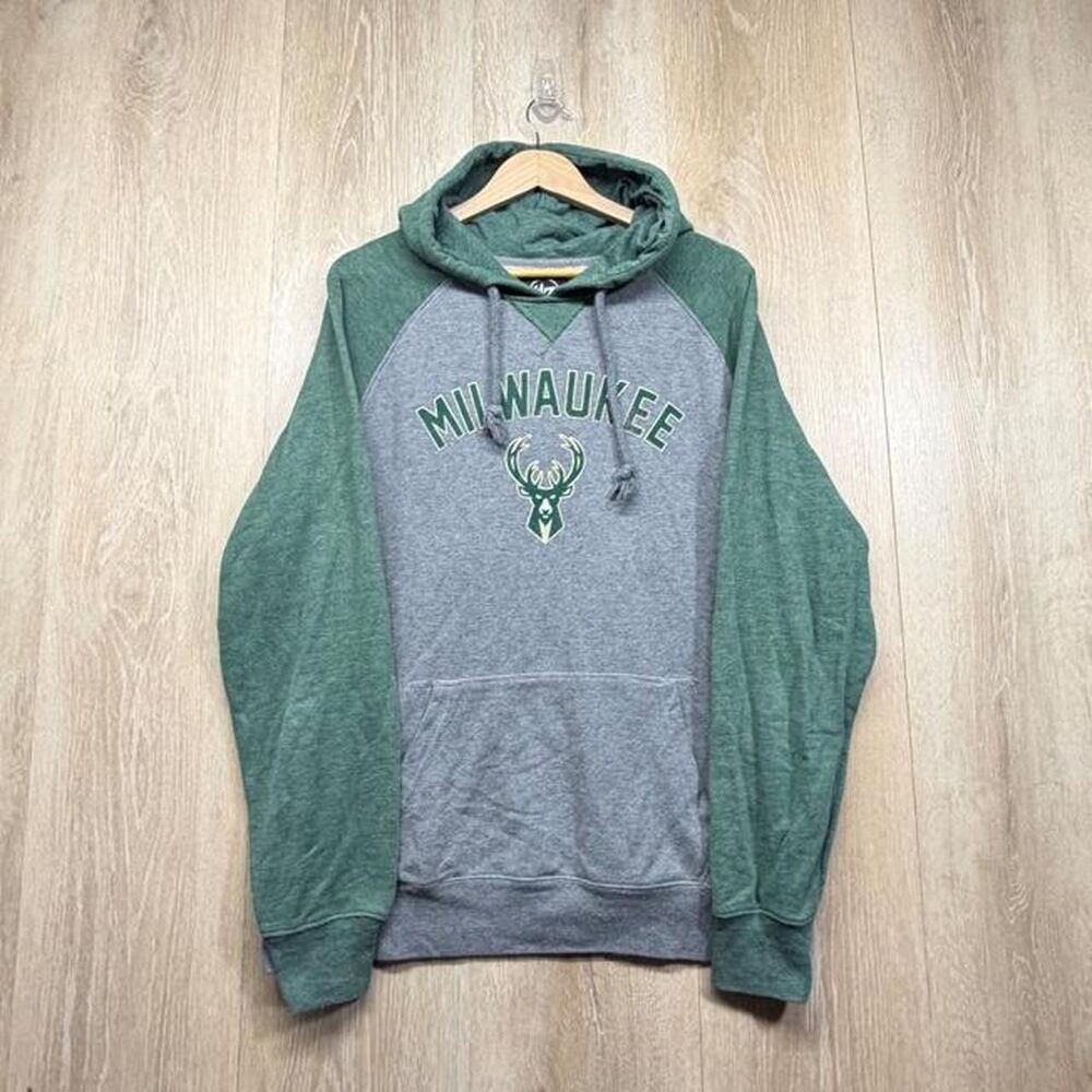 47 Men's Green and Grey Hoodie